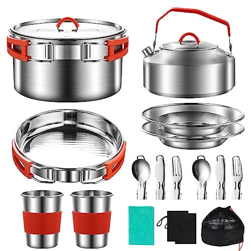 Best Cook Set - 24Oz Kettle With 2 Cups - Stainless Steel Camping