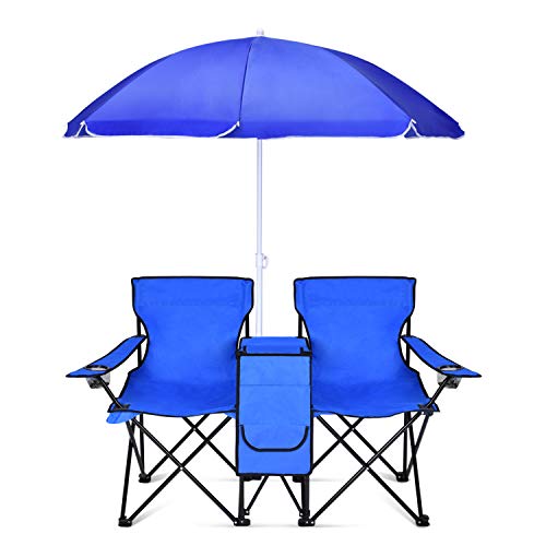 Best Flexzion Double Folding Beach Chair with Umbrella and Bag