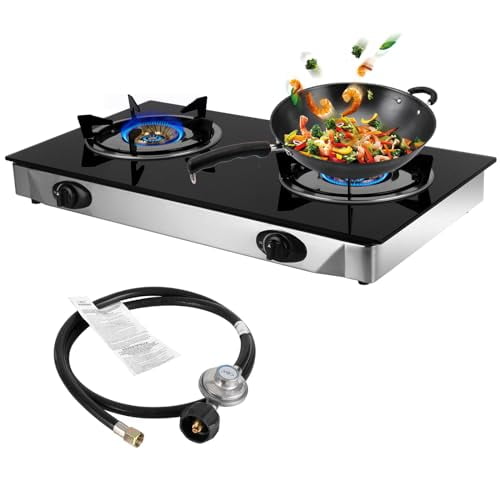 Best Nj Ds-22 Double Camping Gas Stove 2 Burner Portable Cooker