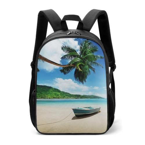 Best Seychelles Beach With Palm Trees Scenery Funny Backpack