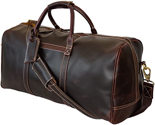 Best 24 Inch Rustic Goat Real Leather Duffel Bag Leather Travel Bag