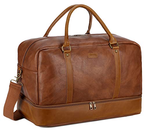 Best BAOSHA Faux Leather Travel Holdall Carry On Weekender Bag